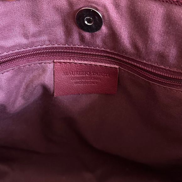 Maurizio Taiuti Burgundy Leather Cowhide Tote Bag NWT - Picture 3 of 6